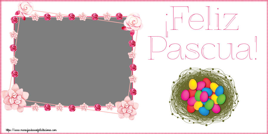 Felicitaciones Personalizadas de pascua - ¡Feliz Pascua! - Marco de foto ~ huevos de colores en la cesta
