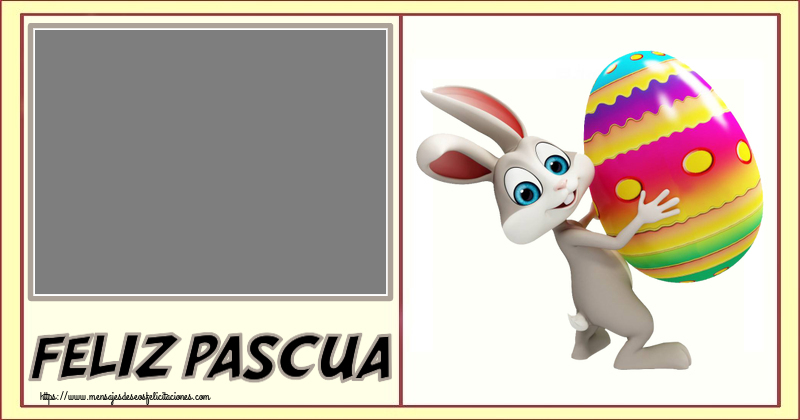 Felicitaciones Personalizadas de pascua - Conejos & 1 Foto & Marco De Fotos | ¡Feliz Pascua! - Marco de foto ~ Conejito con un huevo en la mano