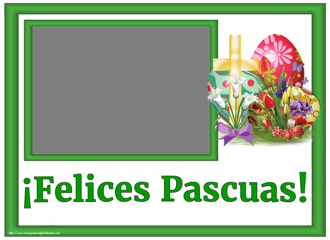 Felicitaciones Personalizadas de pascua - Cruz & 1 Foto & Marco De Fotos | ¡Felices Pascuas! - Marco de foto