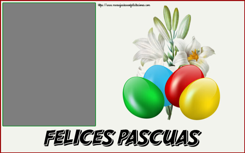 Felicitaciones Personalizadas de pascua - ¡Felices Pascuas! - Marco de foto ~ huevos de colores y un lirio