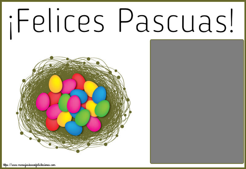 Felicitaciones Personalizadas de pascua - ¡Felices Pascuas! - Marco de foto ~ huevos de colores en la cesta