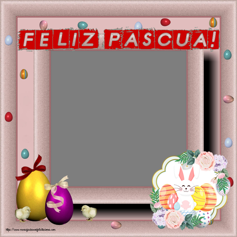 Felicitaciones Personalizadas de pascua - Conejos & 1 Foto & Marco De Fotos | ¡Feliz Pascua! - Crea tarjetaa personalizadas con foto perfil de facebook ~ composición con conejo y huevos