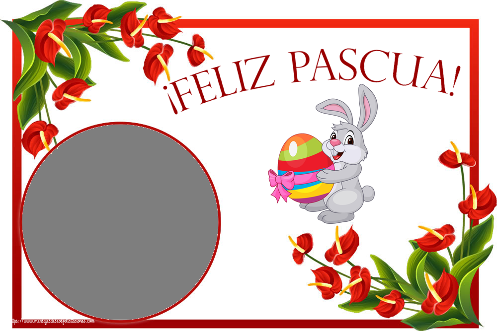 Felicitaciones Personalizadas de pascua - ¡Feliz Pascua! - Marco de foto ~ conejito con un huevo en brazos