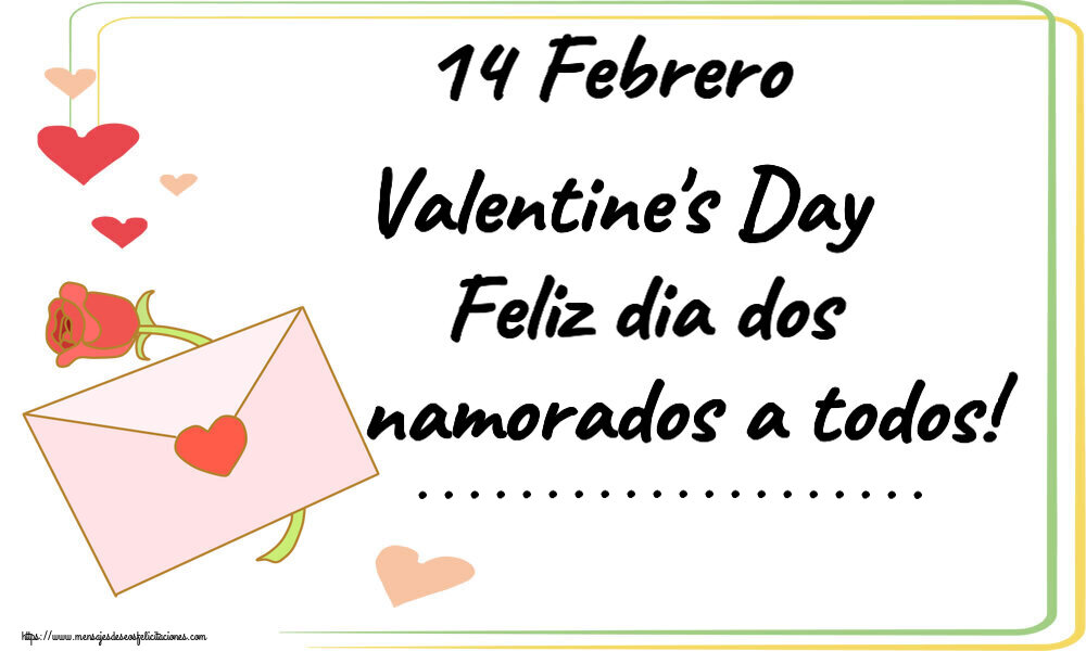 Felicitaciones Personalizadas de San Valentín - 14 Febrero Valentine's Day Feliz dia dos namorados a todos! ...