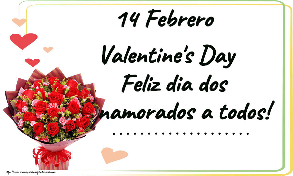 Felicitaciones Personalizadas de San Valentín - 14 Febrero Valentine's Day Feliz dia dos namorados a todos! ...