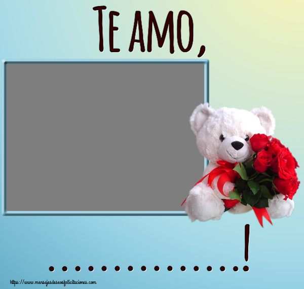 Felicitaciones Personalizadas de San Valentín - Flores & 1 Foto & Marco De Fotos | Te amo, ...! - Marco de foto
