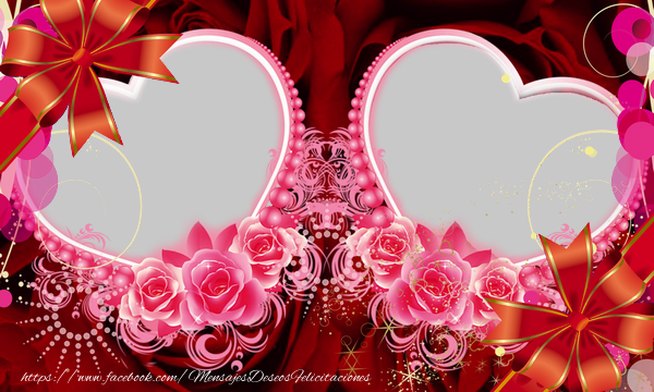 Felicitaciones Personalizadas de San Valentín - 2 Fotos & Collage & Marco De Fotos | Marco para fotos con corazones