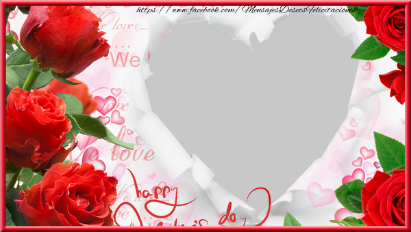 Felicitaciones Personalizadas de San Valentín - 1 Foto & Marco De Fotos | Marco para fotos con corazones